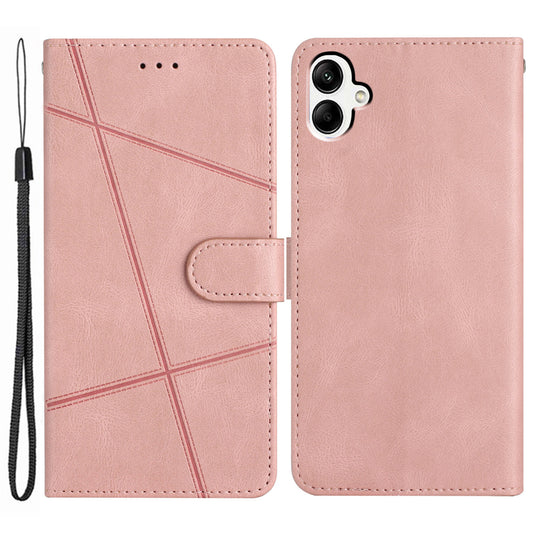 For Samsung Galaxy A06 Case Crazy Horse Texture PU Leather Wallet Stand Phone Cover - Pink