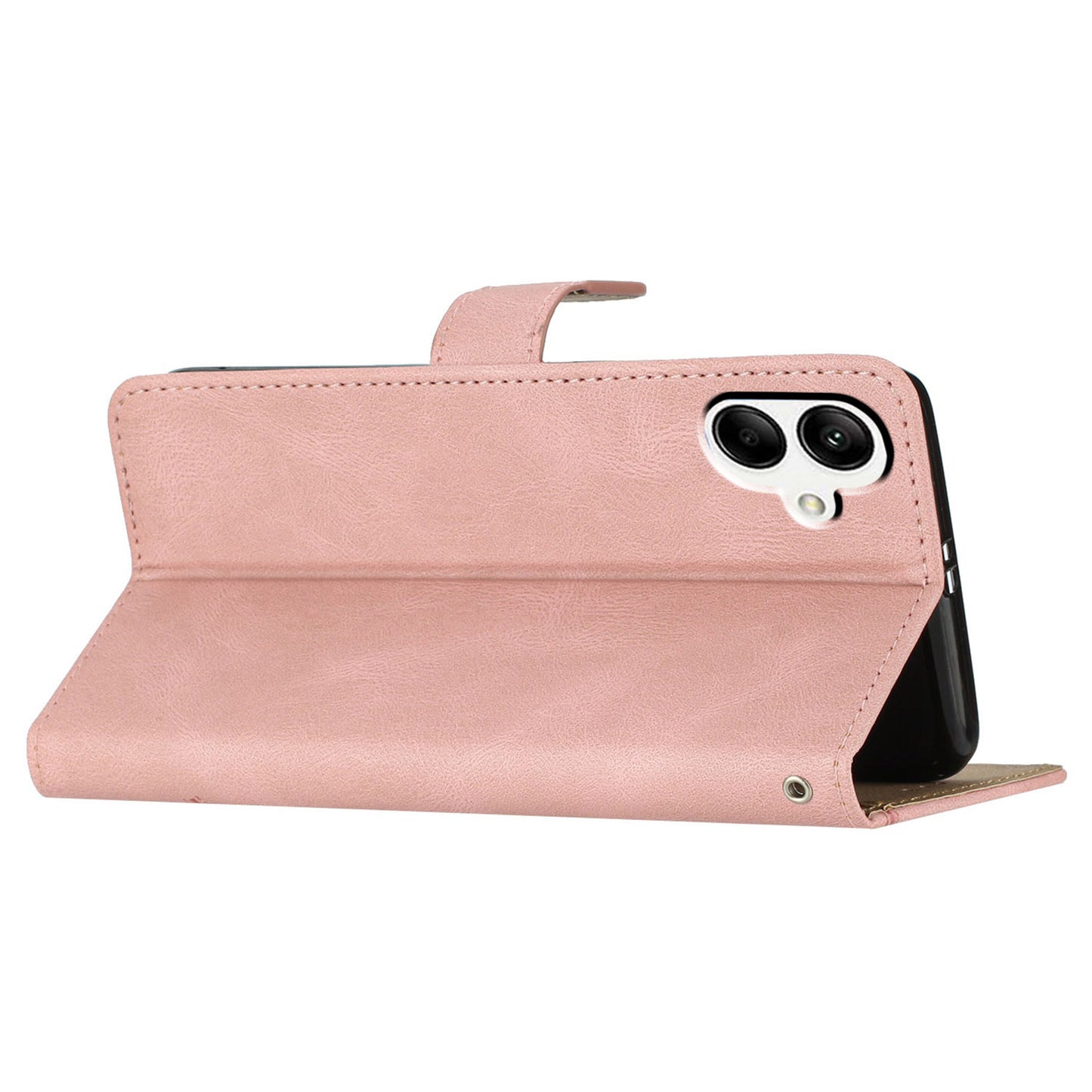 For Samsung Galaxy A06 Case Crazy Horse Texture PU Leather Wallet Stand Phone Cover - Pink