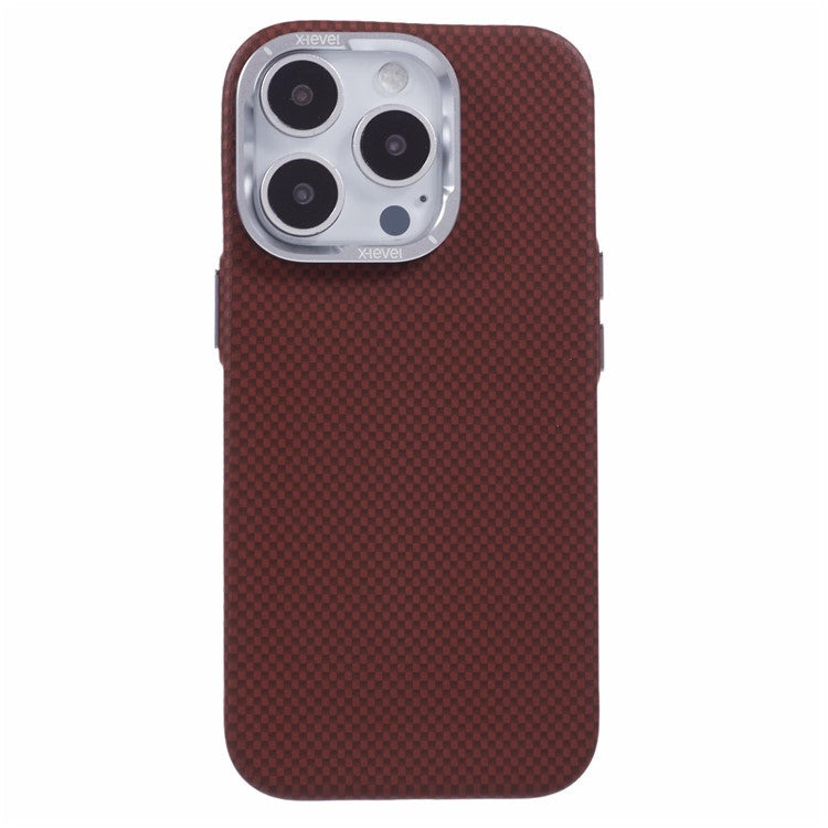 X-LEVEL For iPhone 16 Pro Case Compatible with MagSafe Carbon Nanofiber+Metal Lens Frame Phone Cover - Red