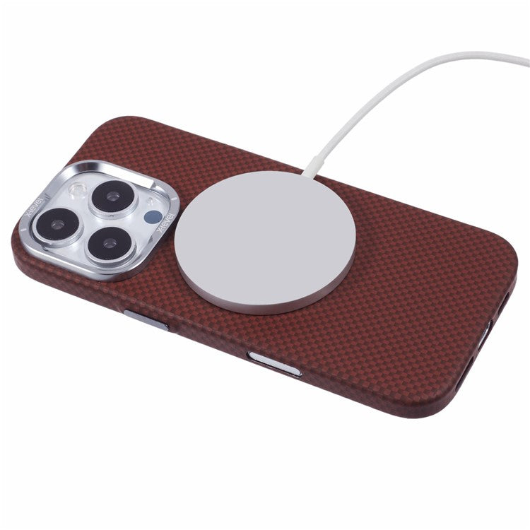 X-LEVEL For iPhone 16 Pro Case Compatible with MagSafe Carbon Nanofiber+Metal Lens Frame Phone Cover - Red