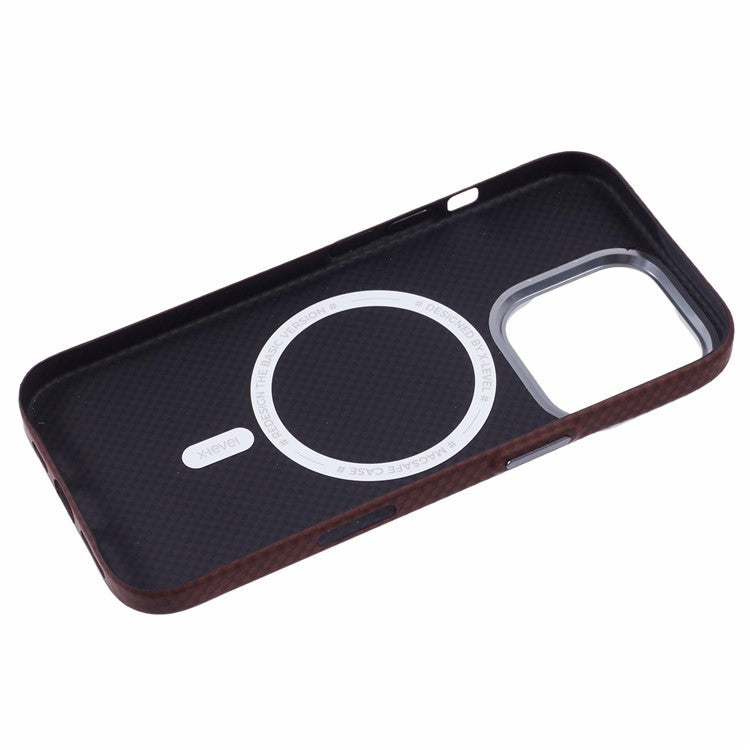 X-LEVEL For iPhone 16 Pro Case Compatible with MagSafe Carbon Nanofiber+Metal Lens Frame Phone Cover - Red