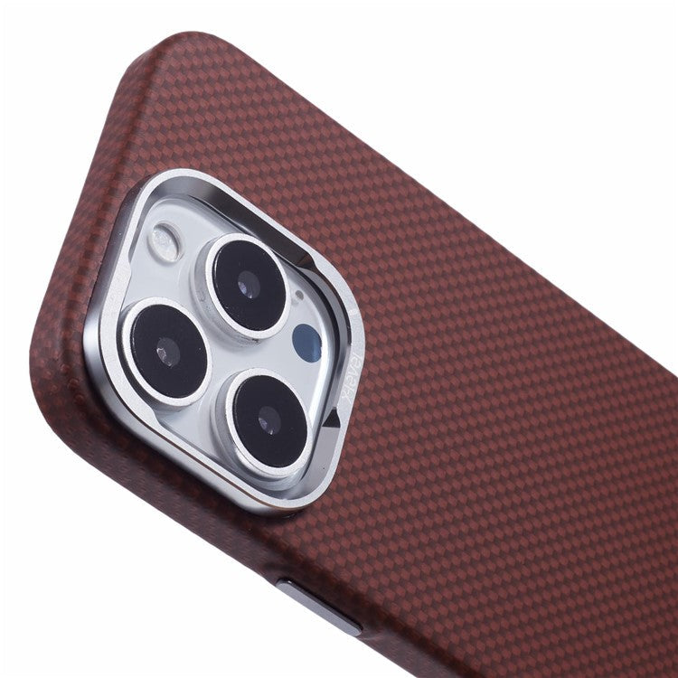 X-LEVEL For iPhone 16 Pro Case Compatible with MagSafe Carbon Nanofiber+Metal Lens Frame Phone Cover - Red
