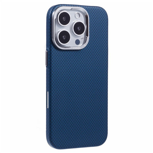 X-LEVEL For iPhone 16 Pro Case Compatible with MagSafe Carbon Nanofiber+Metal Lens Frame Phone Cover - Blue