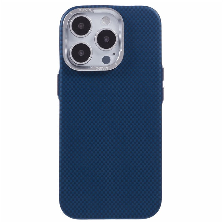 X-LEVEL For iPhone 16 Pro Case Compatible with MagSafe Carbon Nanofiber+Metal Lens Frame Phone Cover - Blue