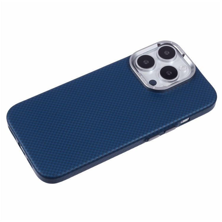 X-LEVEL For iPhone 16 Pro Case Compatible with MagSafe Carbon Nanofiber+Metal Lens Frame Phone Cover - Blue