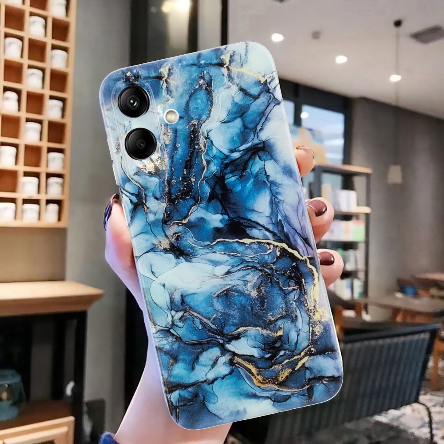 For Samsung Galaxy A06 Case Flexible TPU Marble Pattern Phone Cover - Grey