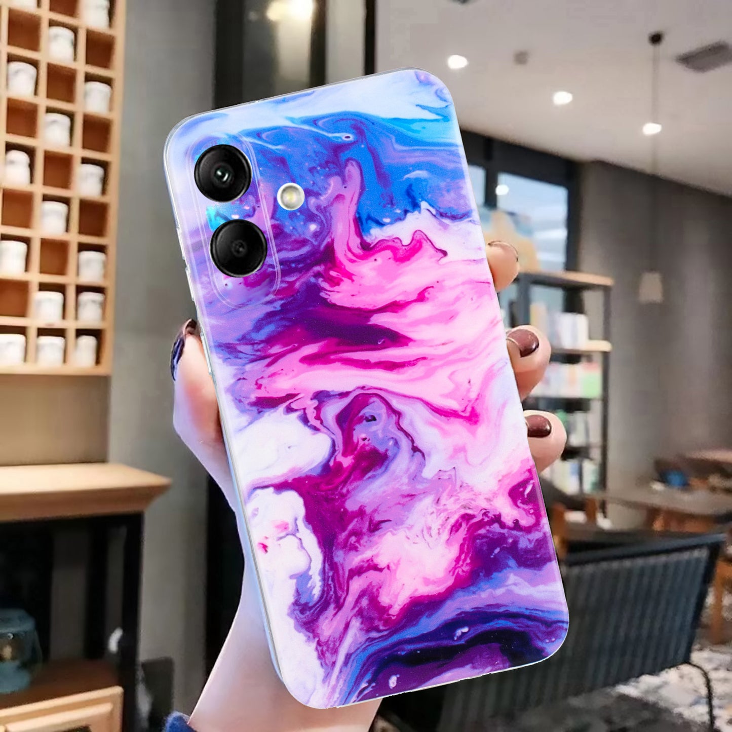 For Samsung Galaxy A06 Case Flexible TPU Marble Pattern Phone Cover - Rose
