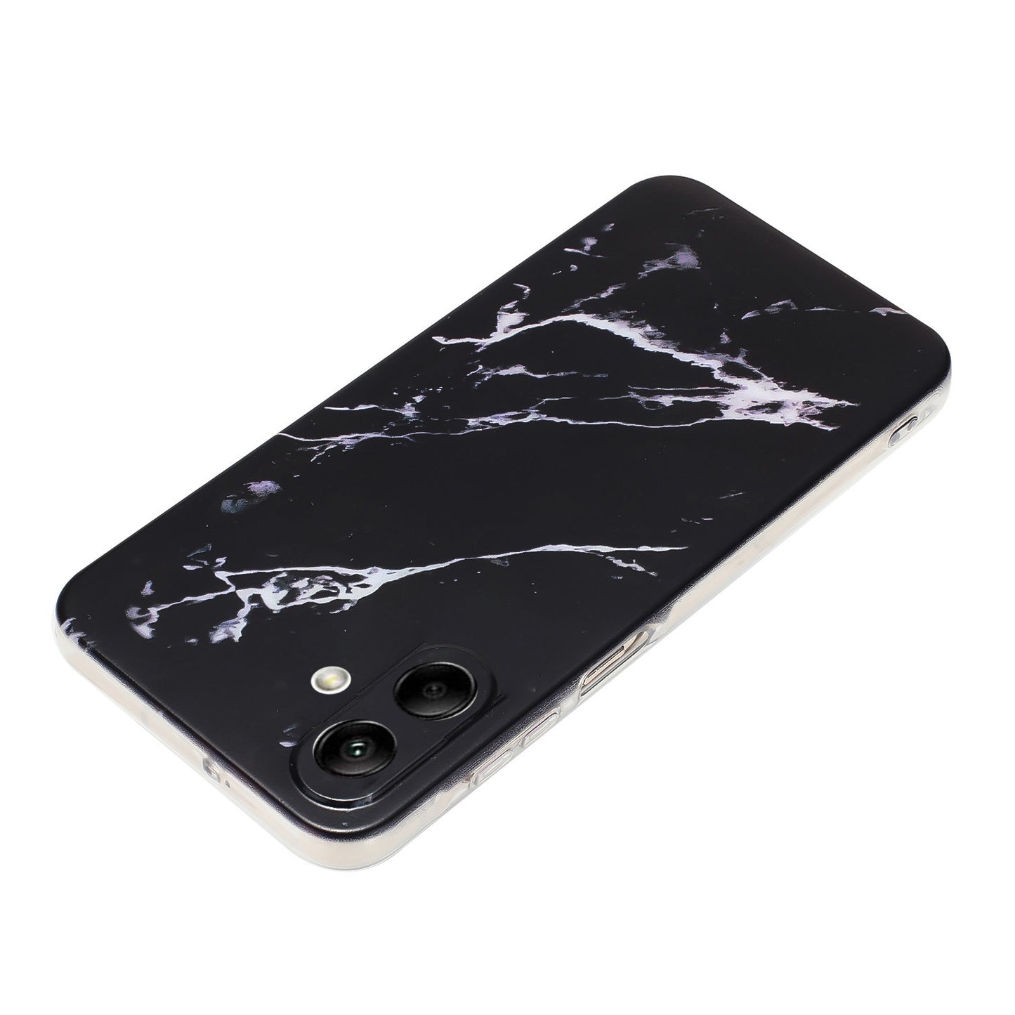 For Samsung Galaxy A06 Case Flexible TPU Marble Pattern Phone Cover - Black