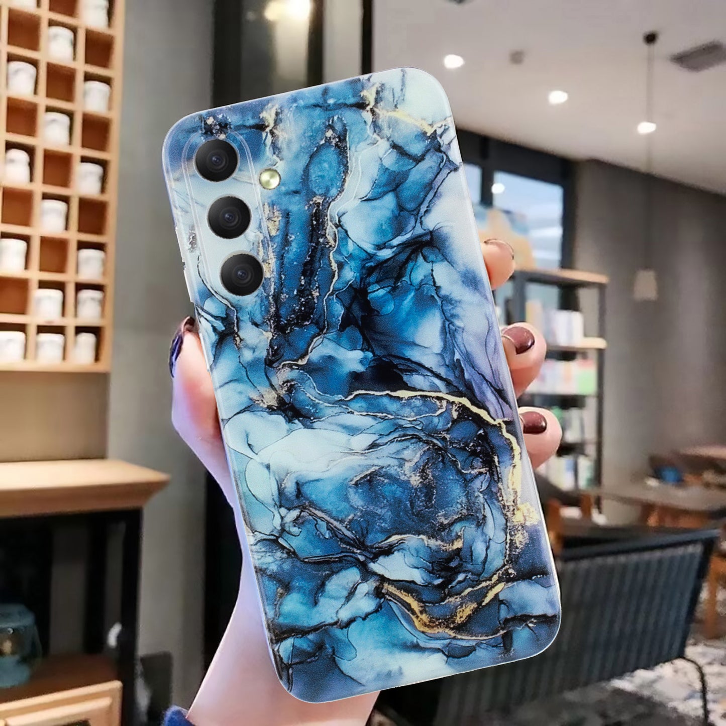 For Samsung Galaxy A16 5G / A16 4G Case Flexible TPU Marble Pattern Phone Cover - Grey