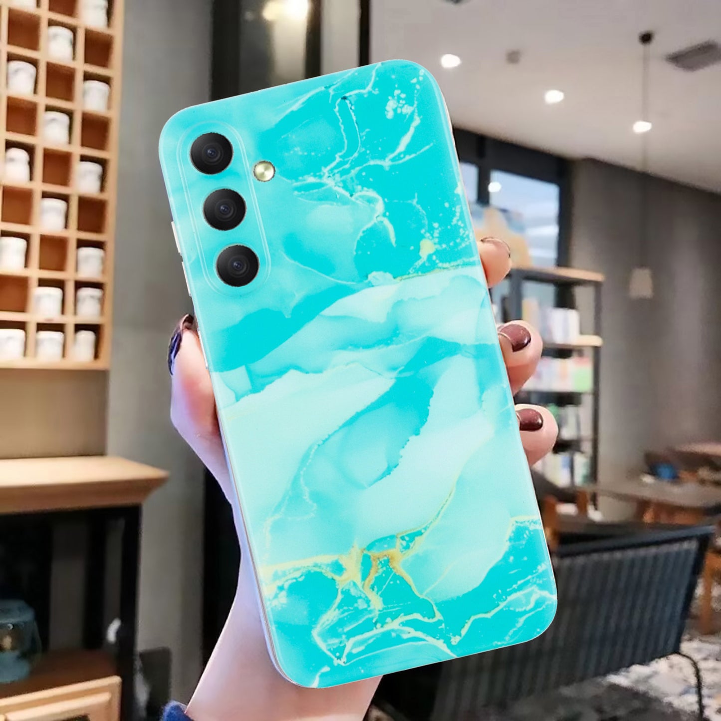 For Samsung Galaxy A16 5G / A16 4G Case Flexible TPU Marble Pattern Phone Cover - Green