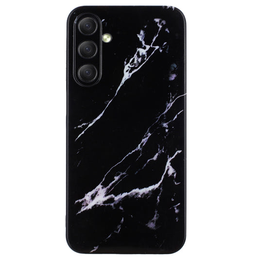 For Samsung Galaxy A16 5G / A16 4G Case Flexible TPU Marble Pattern Phone Cover - Black