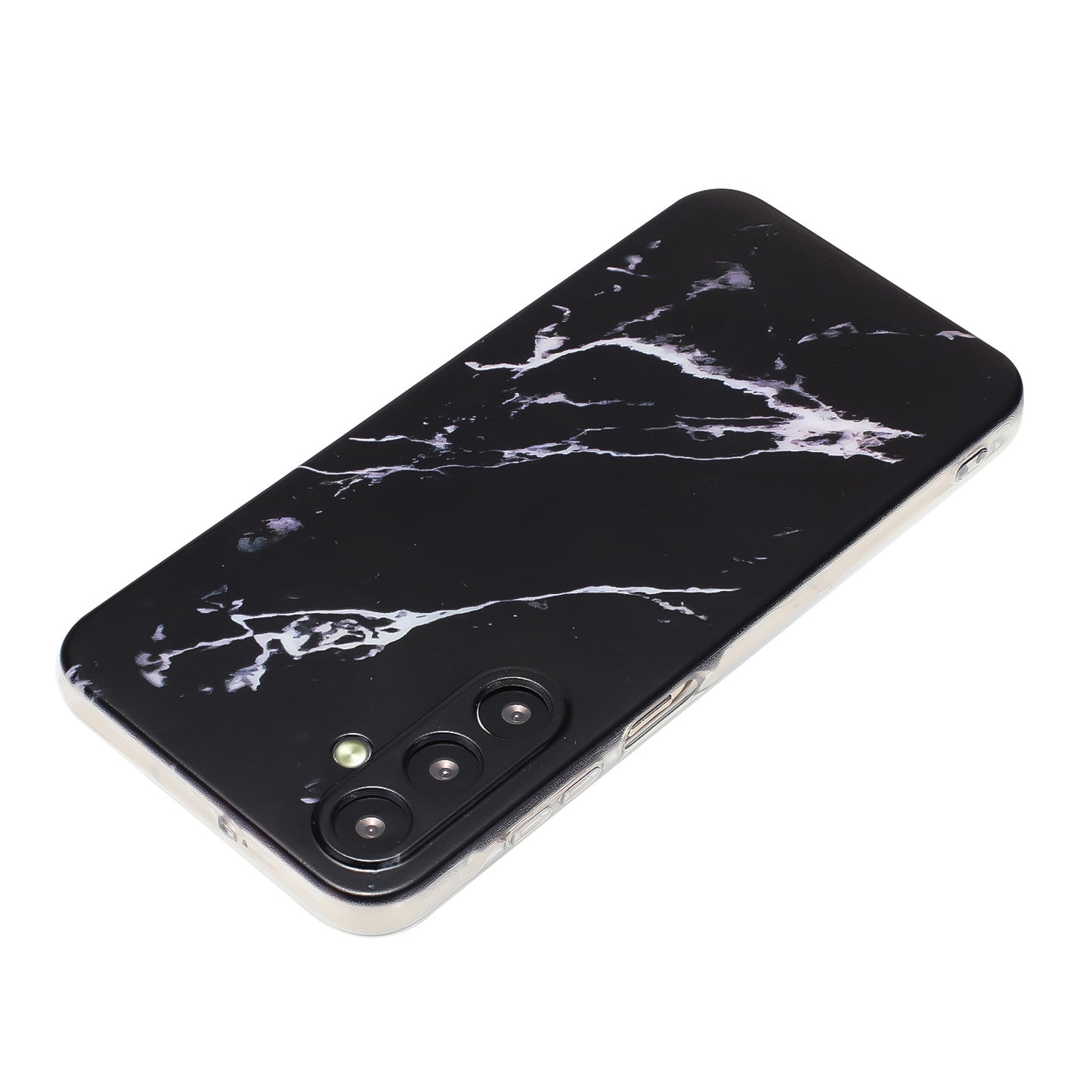 For Samsung Galaxy A16 5G / A16 4G Case Flexible TPU Marble Pattern Phone Cover - Black