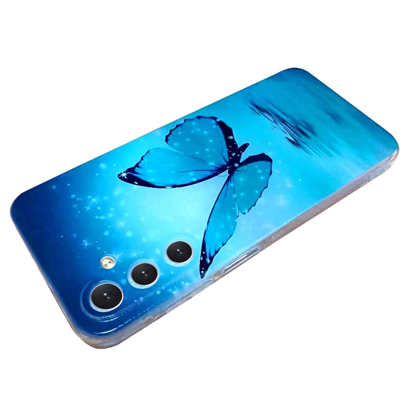 For Samsung Galaxy A16 5G / A16 4G Case Pattern Printing Cell Phone TPU Back Cover - Blue Butterfly