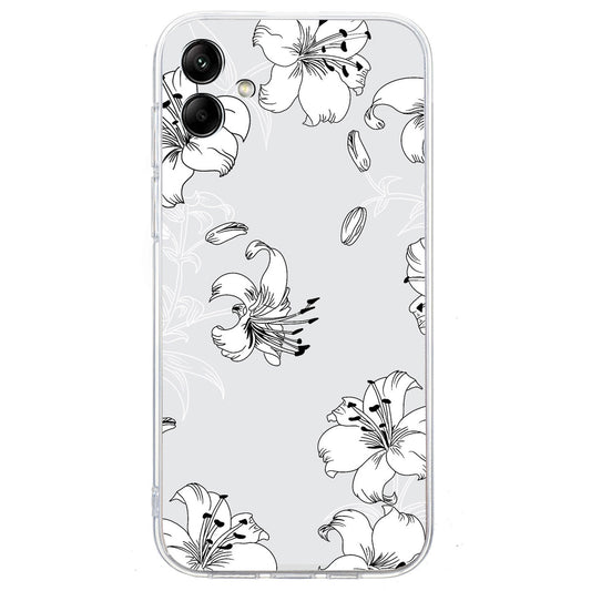 For Samsung Galaxy A06 Case Pattern Printing Soft TPU Back Phone Cover - Line White Flower