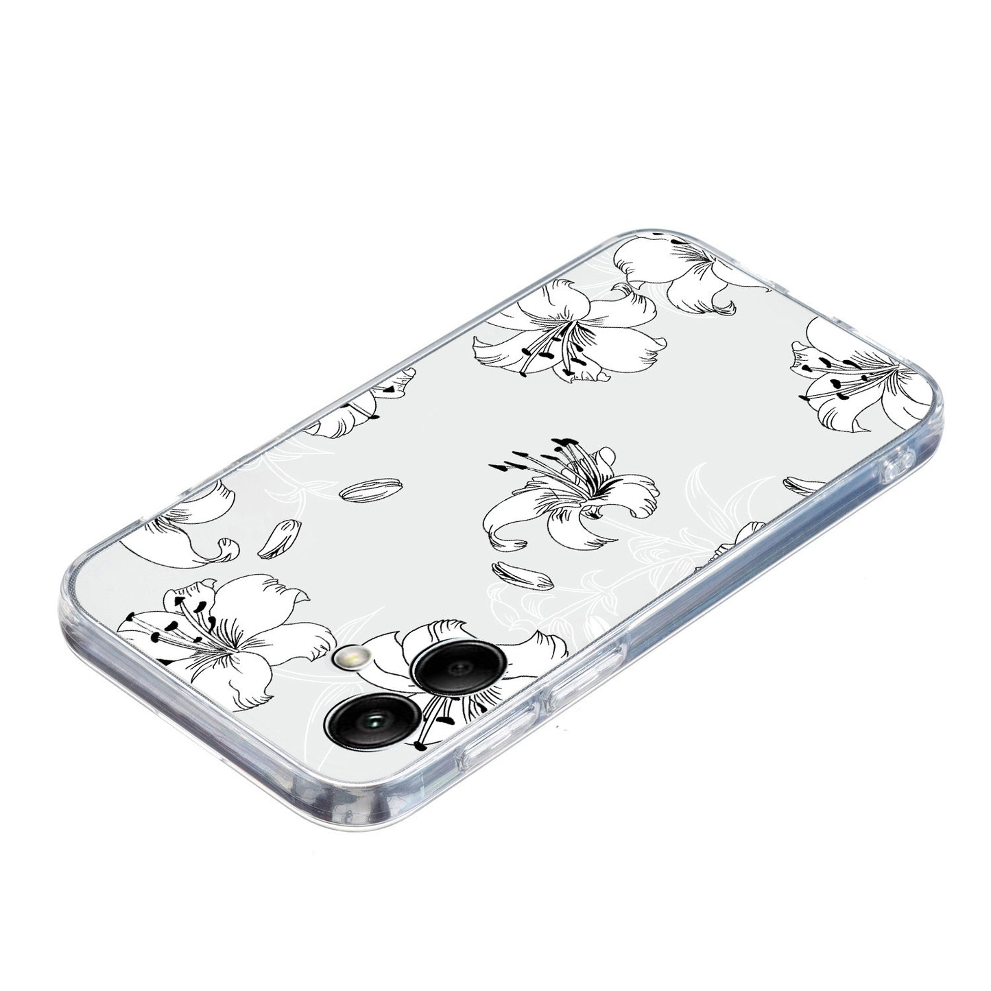 For Samsung Galaxy A06 Case Pattern Printing Soft TPU Back Phone Cover - Line White Flower