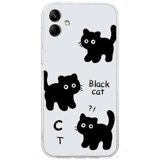 For Samsung Galaxy A06 Case Pattern Printing Soft TPU Back Phone Cover - 3 Black Cats