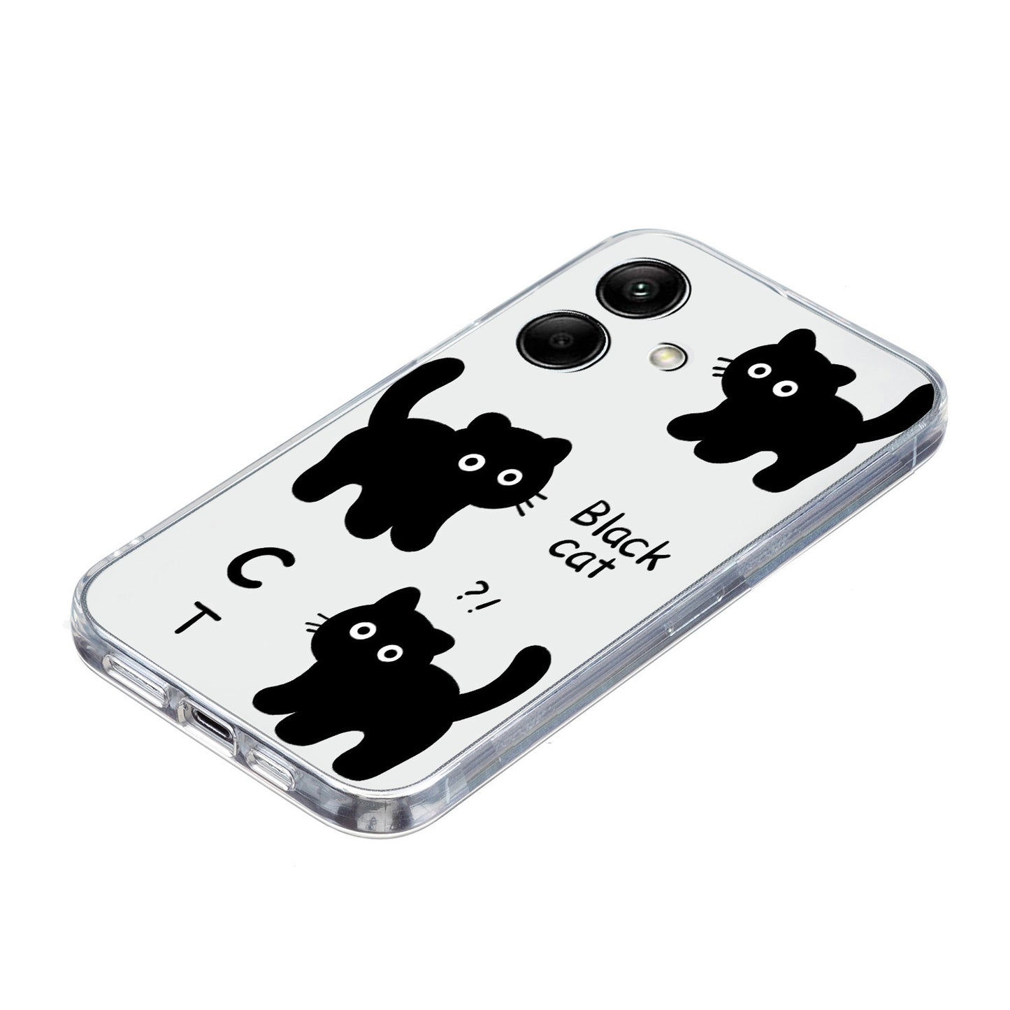 For Samsung Galaxy A06 Case Pattern Printing Soft TPU Back Phone Cover - 3 Black Cats