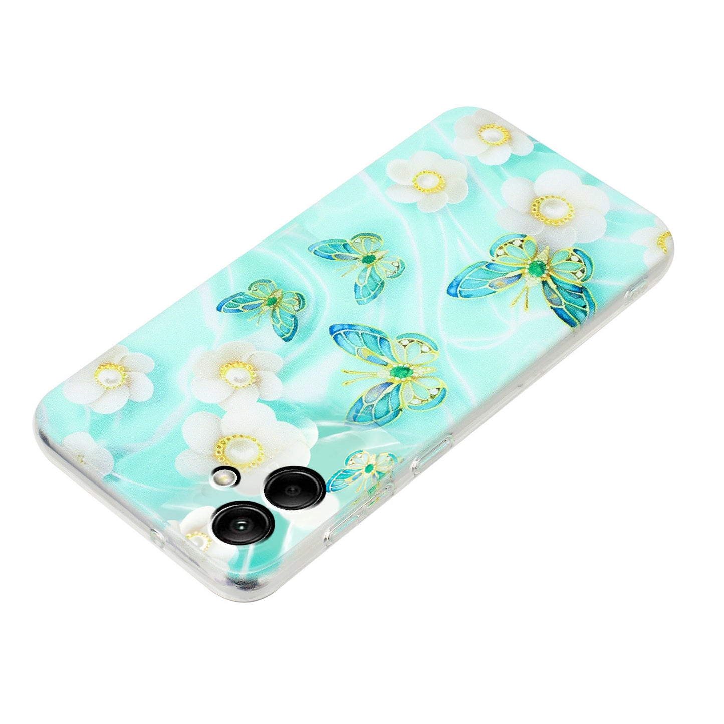 For Samsung Galaxy A06 Case Pattern Printing Soft TPU Back Phone Cover - Butterfly Flower