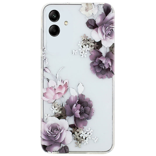 For Samsung Galaxy A06 Case Pattern Printing Soft TPU Back Phone Cover - Purple Peony
