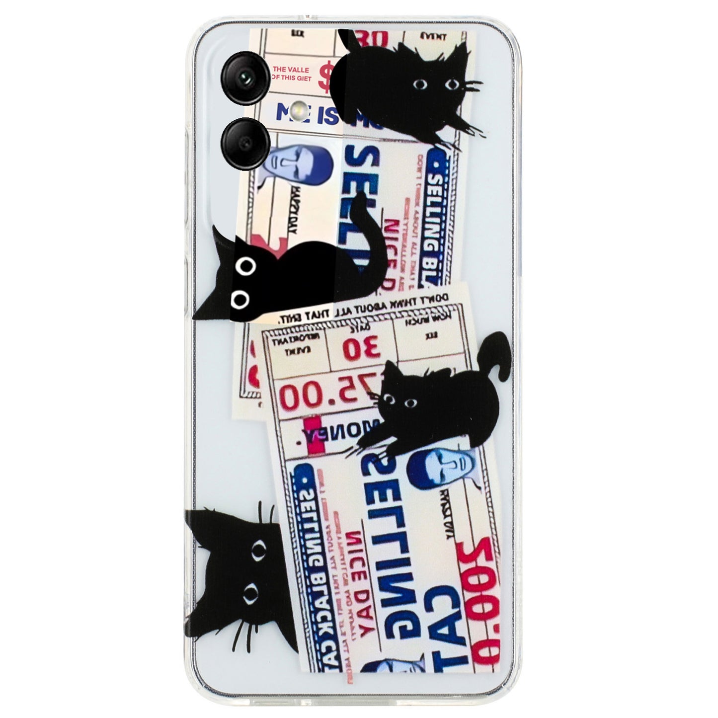 For Samsung Galaxy A06 Case Pattern Printing Soft TPU Back Phone Cover - 4 Black Cats