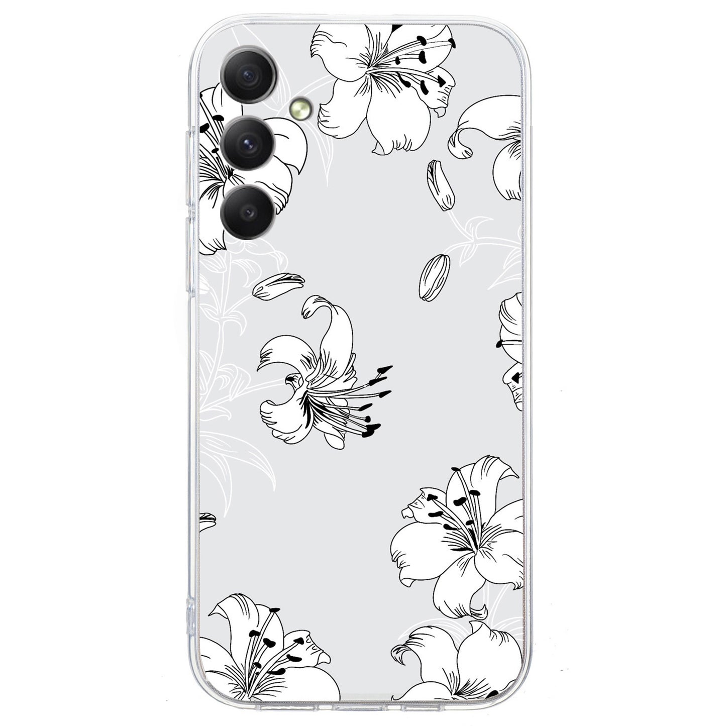 For Samsung Galaxy A16 5G / A16 4G Case Pattern Printing Soft TPU Back Phone Cover - Line White Flower