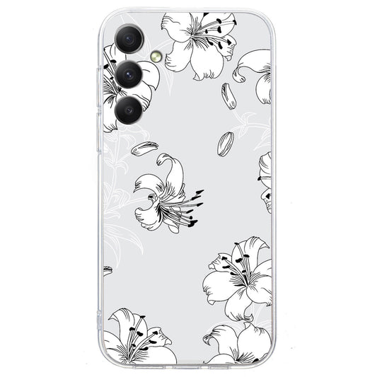 For Samsung Galaxy A16 5G / A16 4G Case Pattern Printing Soft TPU Back Phone Cover - Line White Flower