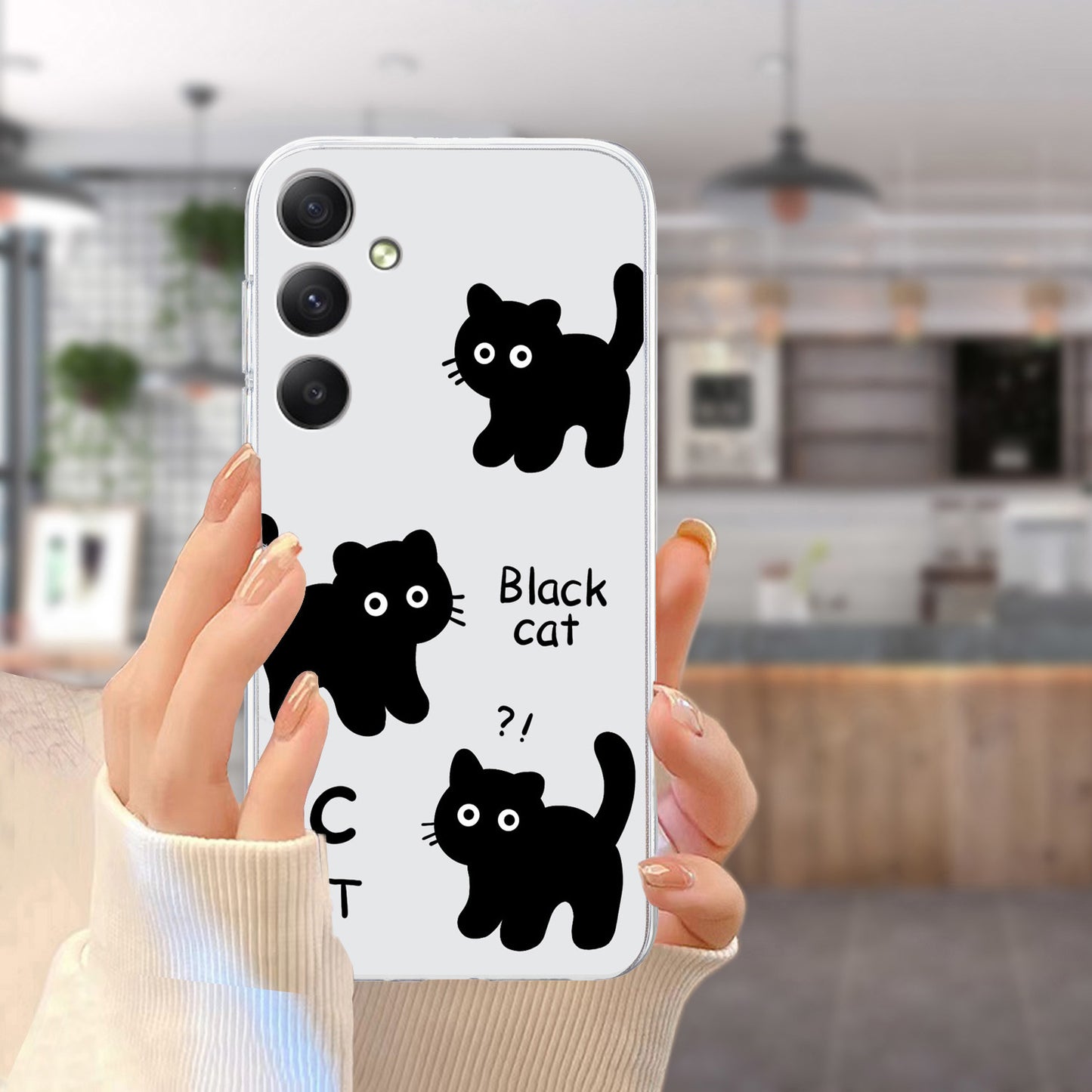 For Samsung Galaxy A16 5G / A16 4G Case Pattern Printing Soft TPU Back Phone Cover - 3 Black Cats