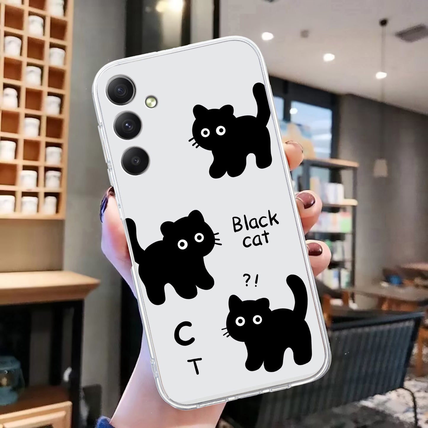For Samsung Galaxy A16 5G / A16 4G Case Pattern Printing Soft TPU Back Phone Cover - 3 Black Cats
