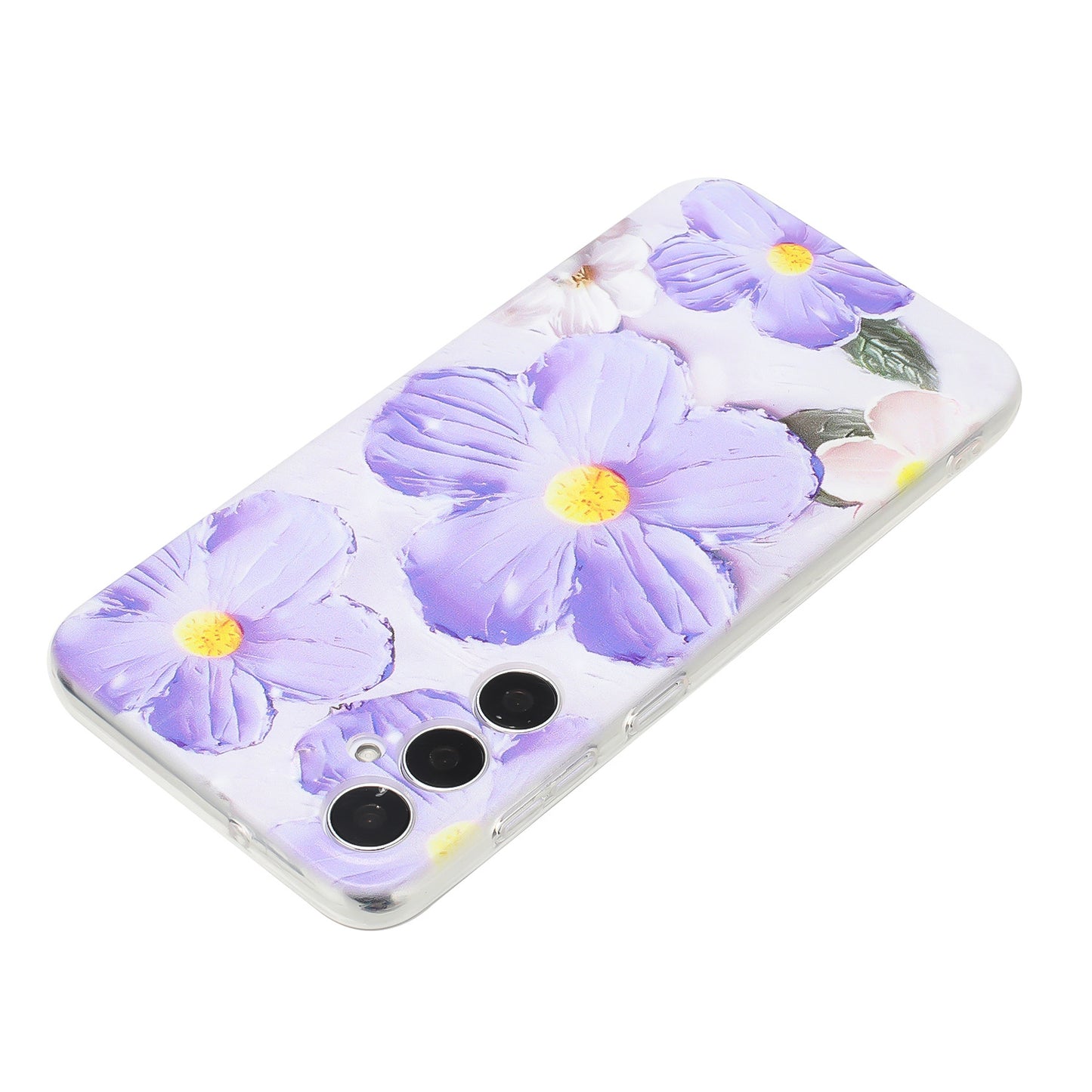 For Samsung Galaxy A16 5G / A16 4G Case Pattern Printing Soft TPU Back Phone Cover - Purple Flower