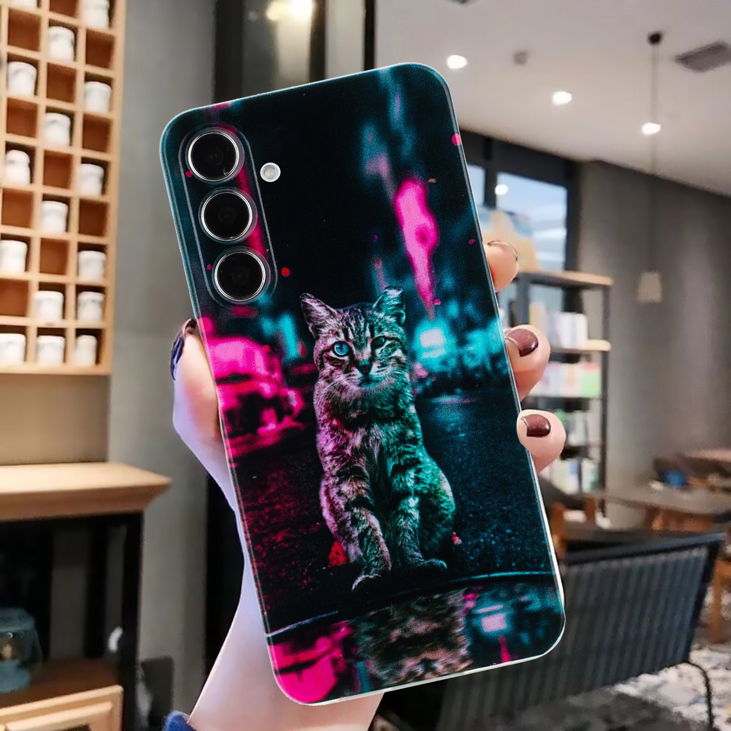 For Samsung Galaxy A16 5G / A16 4G Case Pattern Printing Soft TPU Back Phone Cover - Traffic Light Cat