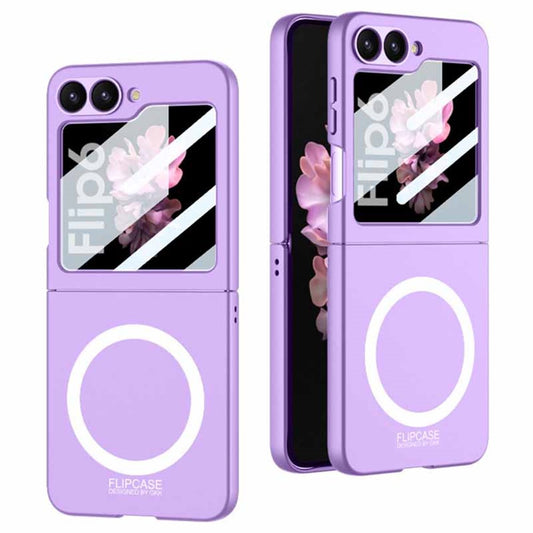 GKK For Samsung Galaxy Z Flip7 FE 5G / Z Flip6 5G Case Compatible with MagSafe PC Phone Cover with Screen Film - Purple