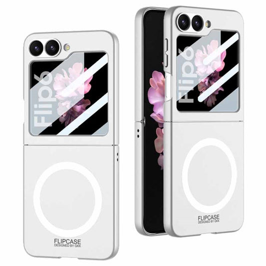 GKK For Samsung Galaxy Z Flip7 FE 5G / Z Flip6 5G Case Compatible with MagSafe PC Phone Cover with Screen Film - Silver