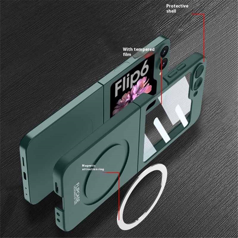 GKK For Samsung Galaxy Z Flip7 FE 5G / Z Flip6 5G Case Compatible with MagSafe PC Phone Cover with Screen Film - Silver