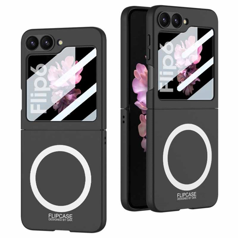 GKK For Samsung Galaxy Z Flip7 FE 5G / Z Flip6 5G Case Compatible with MagSafe PC Phone Cover with Screen Film - Black