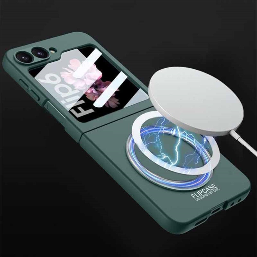 GKK For Samsung Galaxy Z Flip7 FE 5G / Z Flip6 5G Case Compatible with MagSafe PC Phone Cover with Screen Film - Titanium Grey