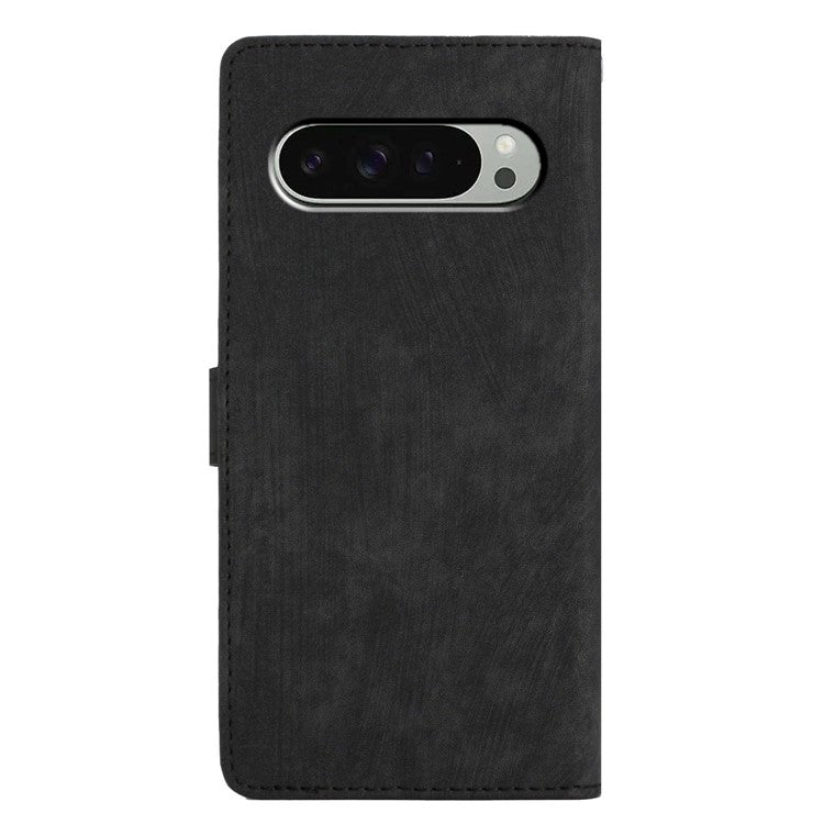 For Google Pixel 9 / 9 Pro Case with Card Clots Skin-Touch PU Leather Phone Cover Stand - Black