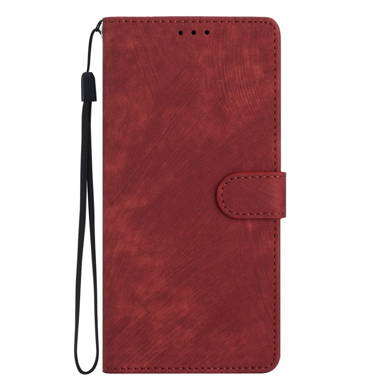 For Google Pixel 9 / 9 Pro Case with Card Clots Skin-Touch PU Leather Phone Cover Stand - Red