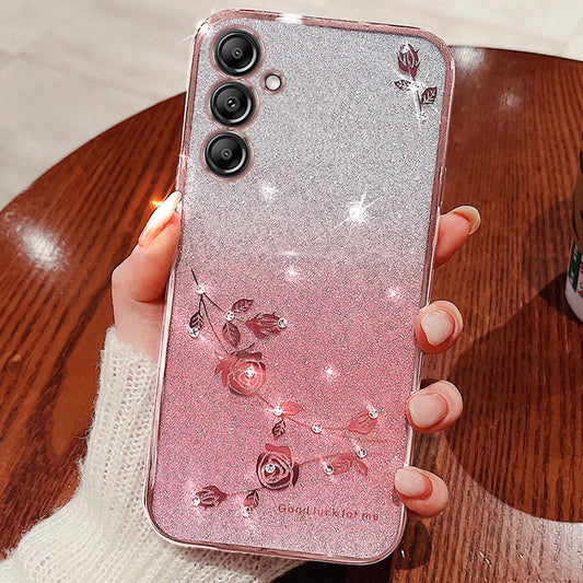 KADEM For Samsung Galaxy A16 5G / A16 4G Case Flower TPU Flexible Gradient Phone Cover - Rose Gold