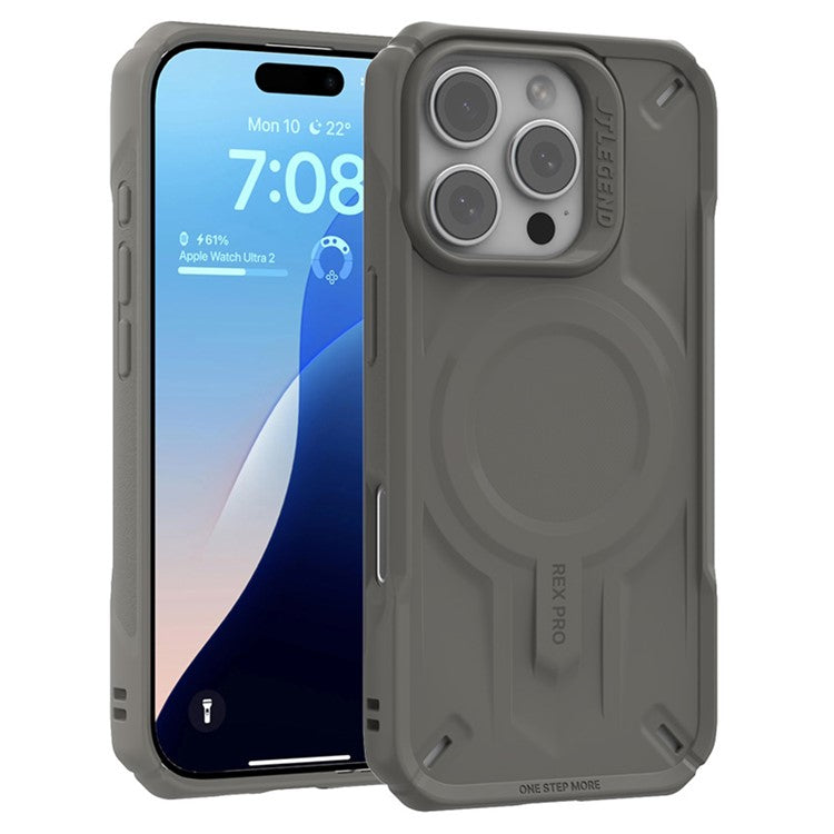 JTLEGEND REX Pro Kooling Mag Series For iPhone 16 Pro Magnetic Case PC+TPU Shockproof Phone Cover - Grey