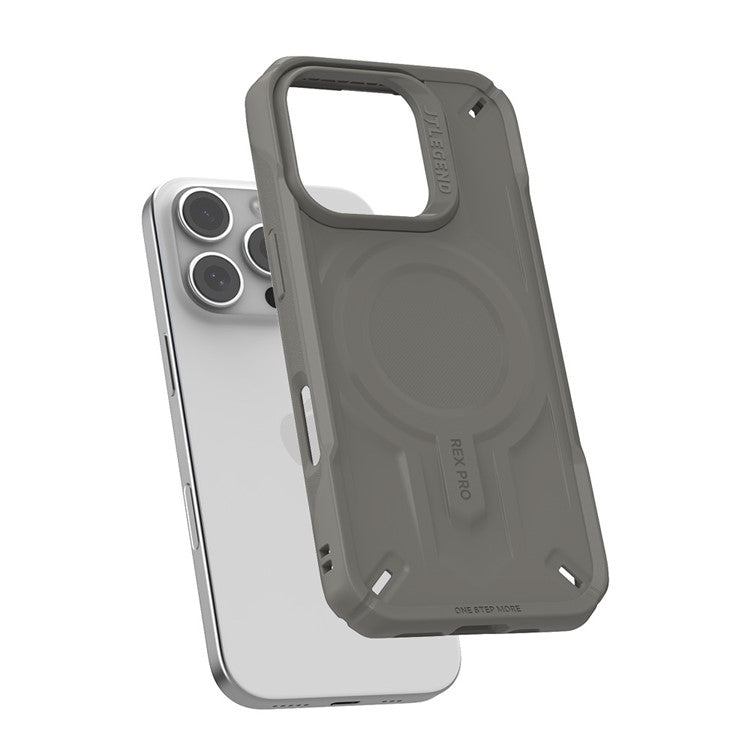 JTLEGEND REX Pro Kooling Mag Series For iPhone 16 Pro Magnetic Case PC+TPU Shockproof Phone Cover - Grey