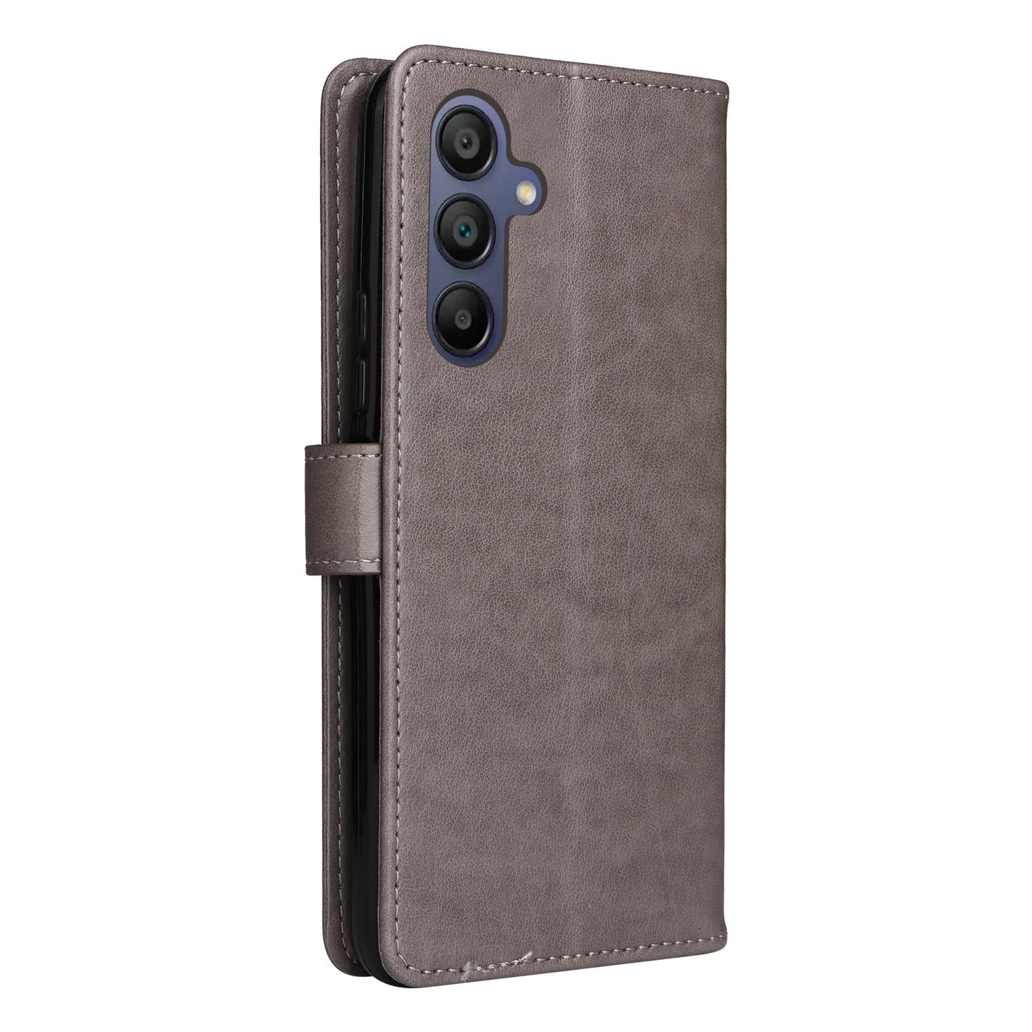 KT Imprinting Flower Series-4 For Samsung Galaxy A16 5G / A16 4G Case Cat Bee Pattern Flip Leather Phone Cover - Grey