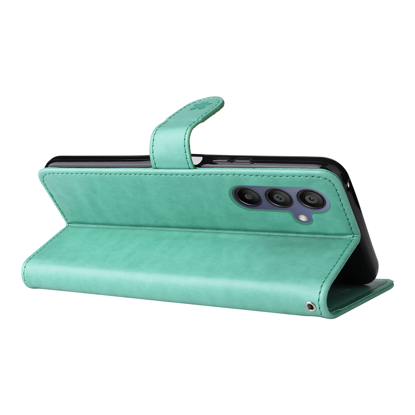 KT Imprinting Flower Series-4 For Samsung Galaxy A16 5G / A16 4G Case Cat Bee Pattern Flip Leather Phone Cover - Green
