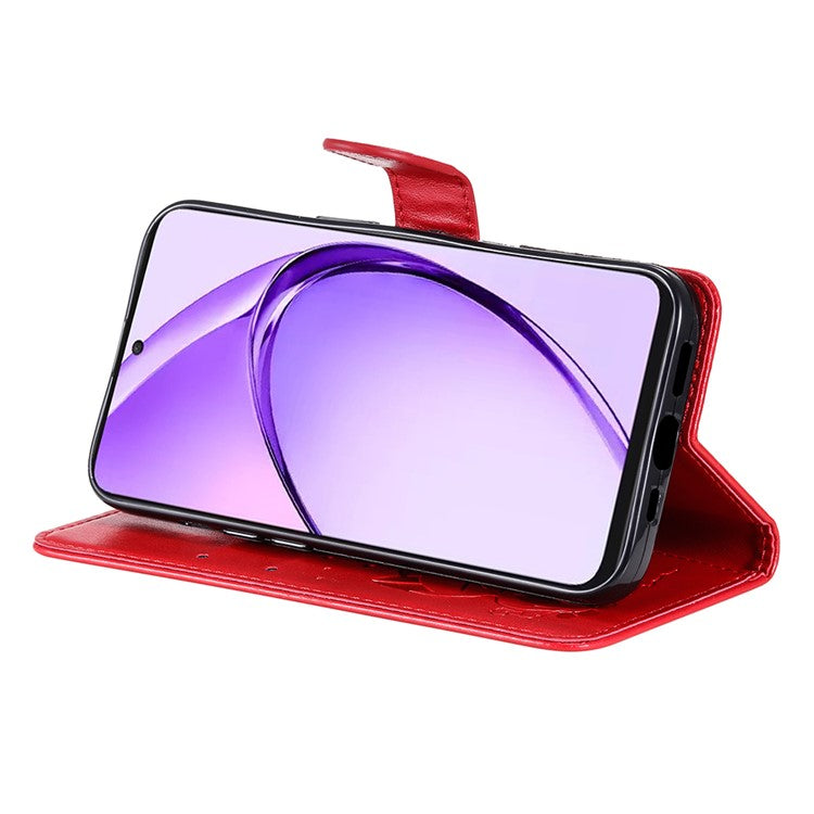 KT Imprinting Flower Series-4 For Oppo A3 Pro (Global) 5G Case Cat Bee Pattern Flip Leather Phone Cover - Red