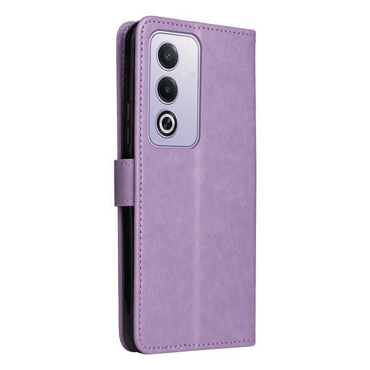 KT Imprinting Flower Series-4 For Oppo A3 Pro (Global) 5G Case Cat Bee Pattern Flip Leather Phone Cover - Light Purple