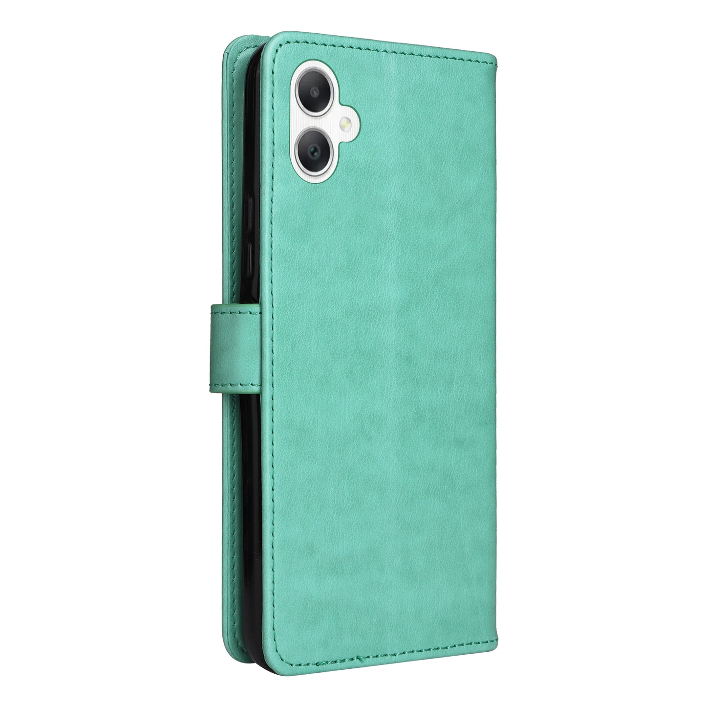 KT Imprinting Flower Series-4 For Samsung Galaxy A06 Case Cat Bee Pattern Flip Leather Phone Cover - Green