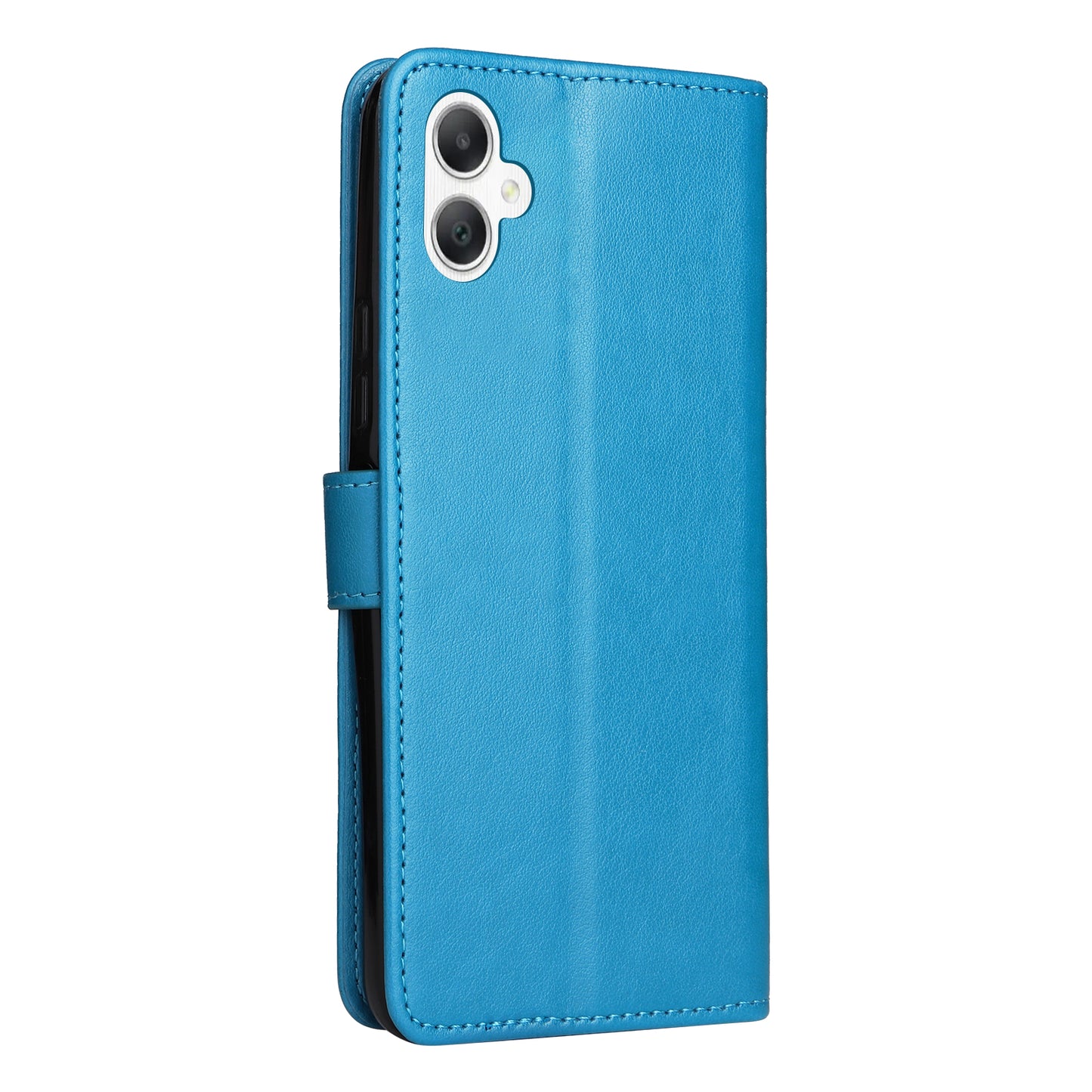 KT Imprinting Flower Series-4 For Samsung Galaxy A06 Case Cat Bee Pattern Flip Leather Phone Cover - Dark Blue