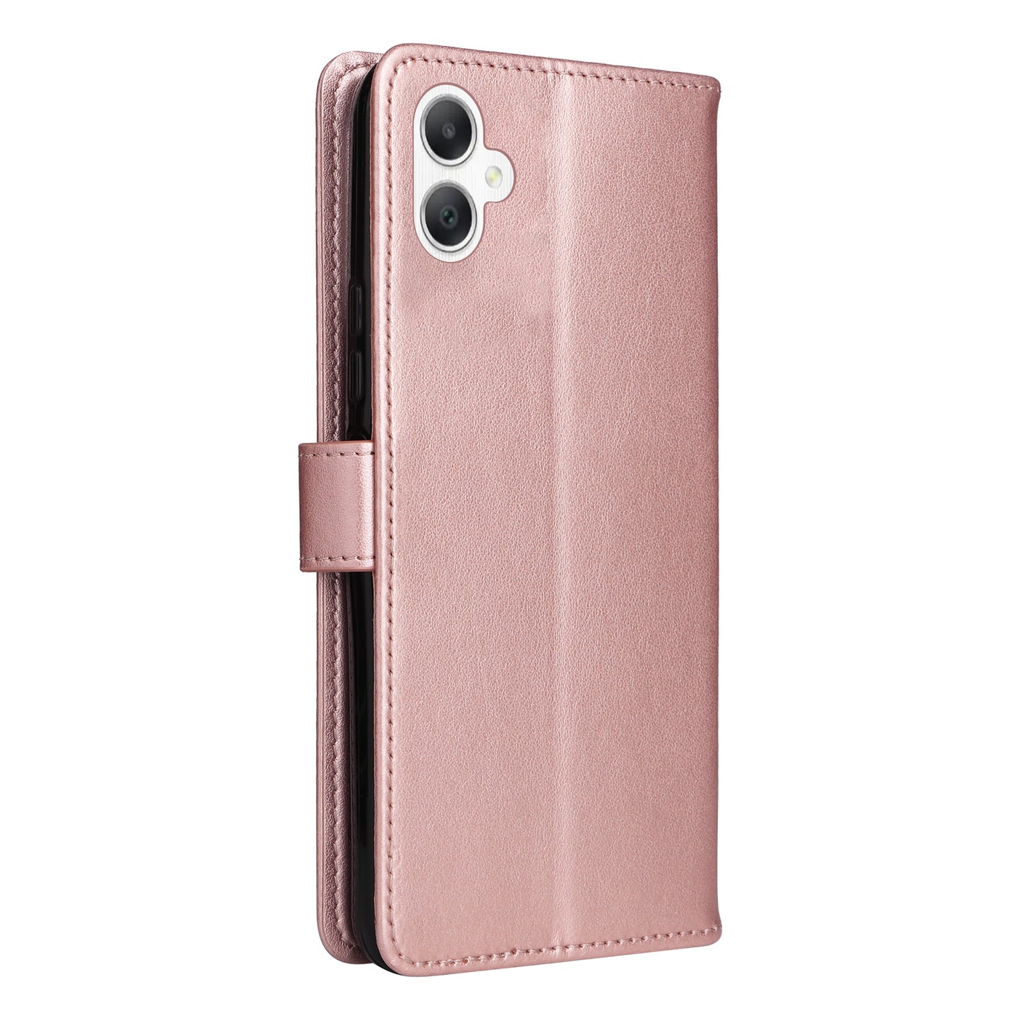 KT Imprinting Flower Series-4 For Samsung Galaxy A06 Case Cat Bee Pattern Flip Leather Phone Cover - Rose Gold