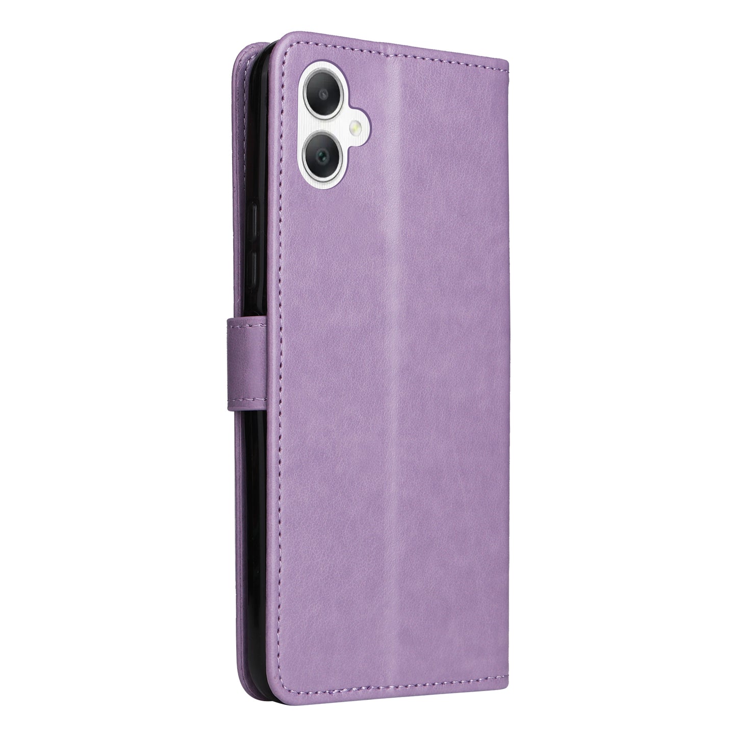 KT Imprinting Flower Series-4 For Samsung Galaxy A06 Case Cat Bee Pattern Flip Leather Phone Cover - Light Purple