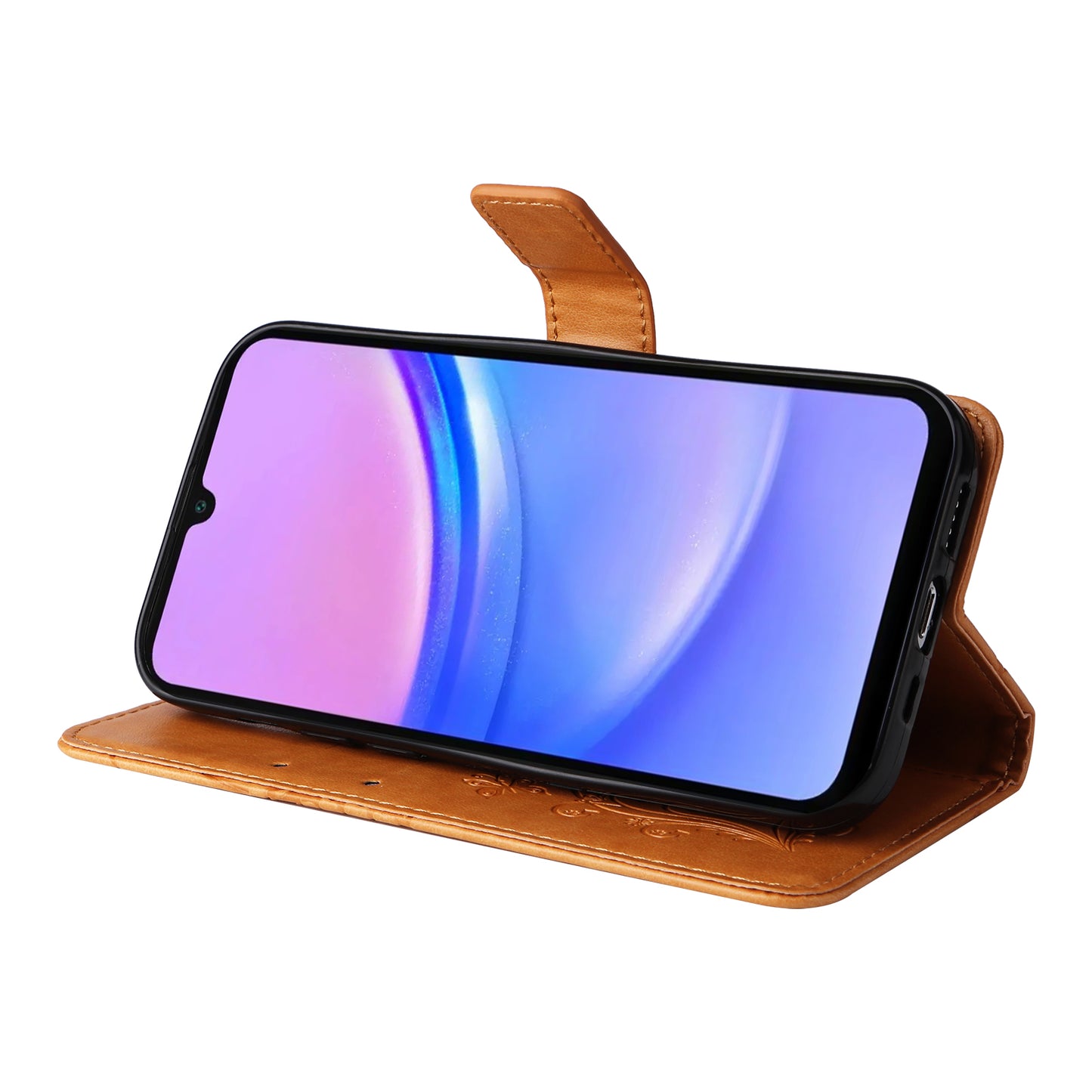 KT Imprinting Flower Series-2 For Samsung Galaxy A16 5G / A16 4G Case Floral Butterfly Leather Wallet Phone Cover - Yellow