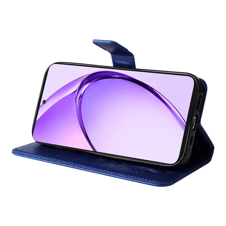 KT Imprinting Flower Series-2 For Oppo A3 Pro (Global) 5G Case Floral Butterfly Leather Wallet Phone Cover - Blue
